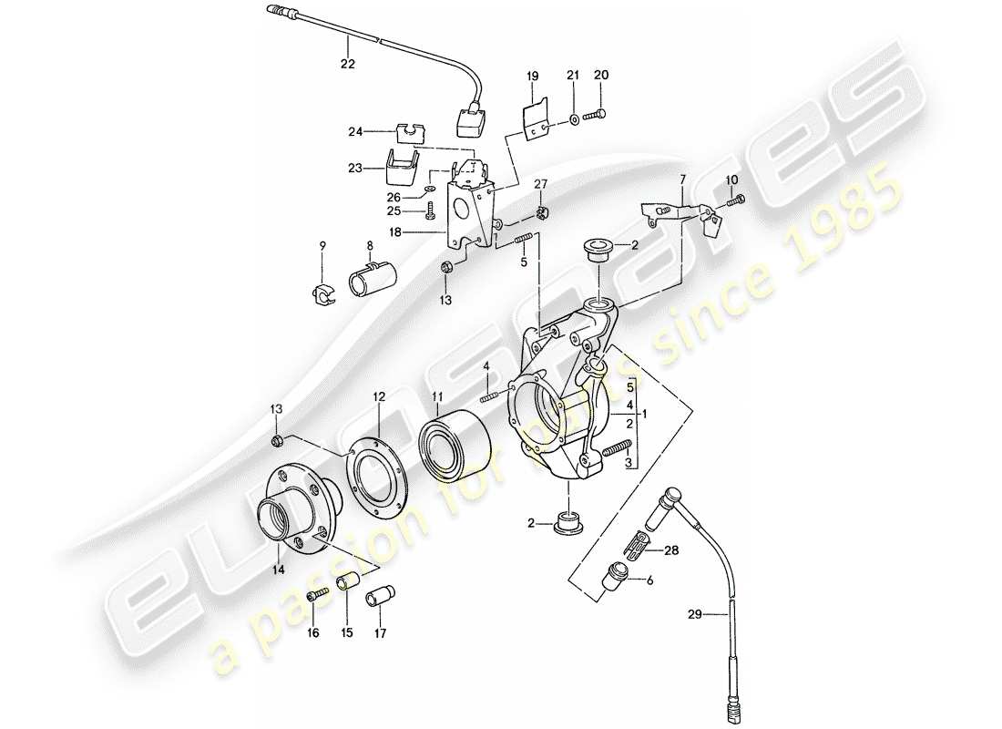 porsche 1987 (959) radträger ersatzteildiagramm