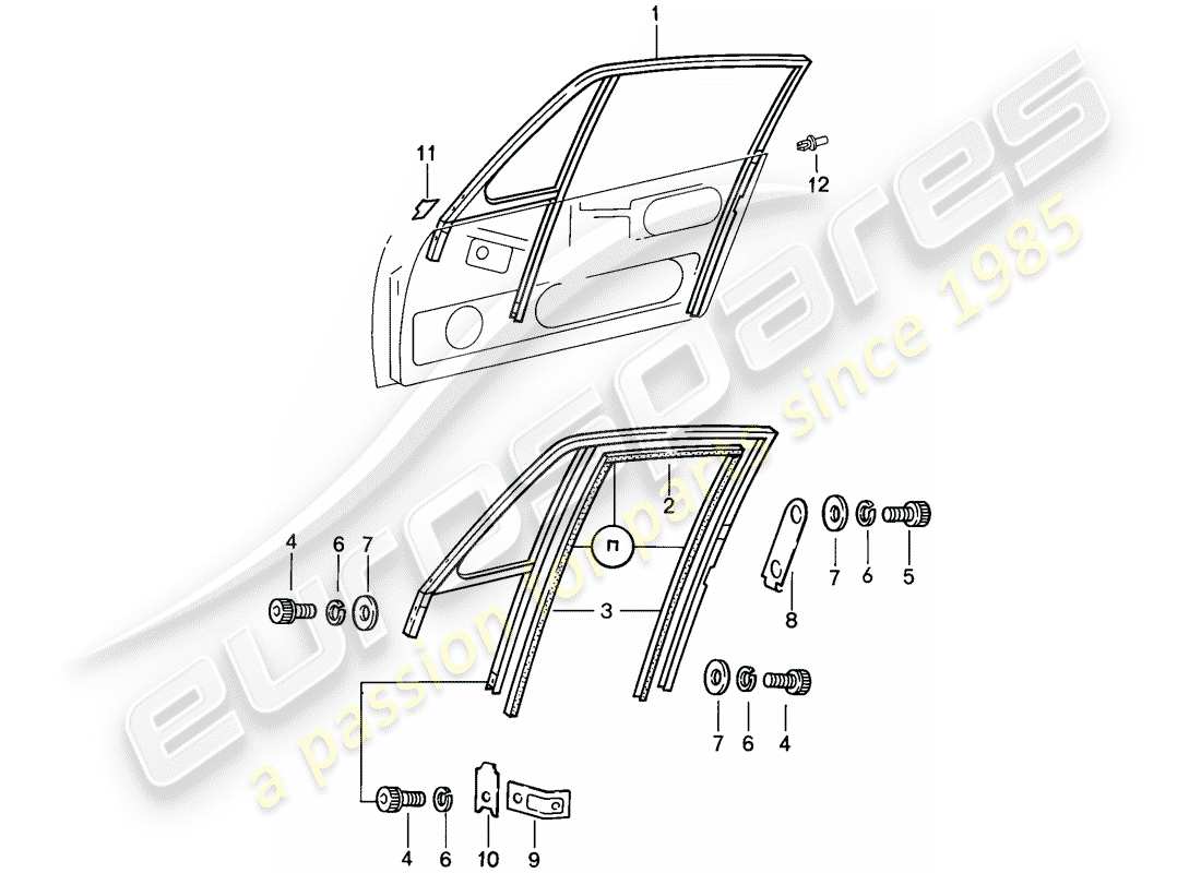 porsche 1984 (911) fensterrahmen ersatzteildiagramm