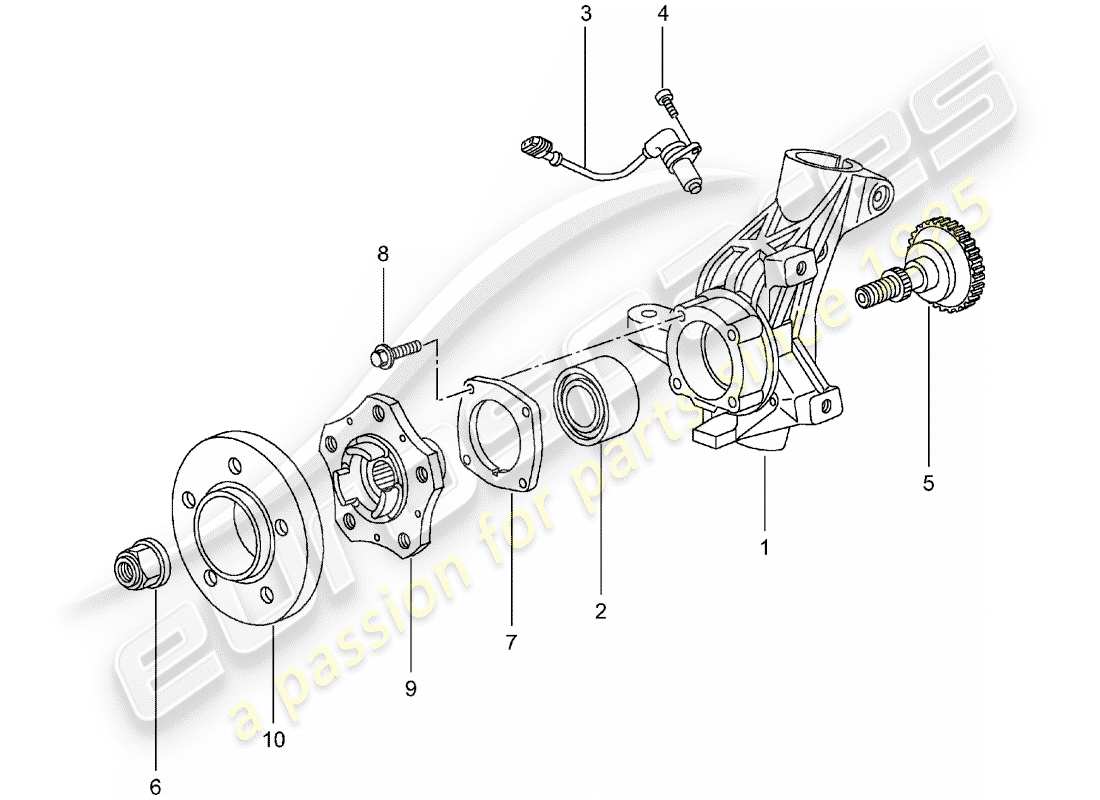 porsche 1999 (996) radträger - radnabe ersatzteildiagramm
