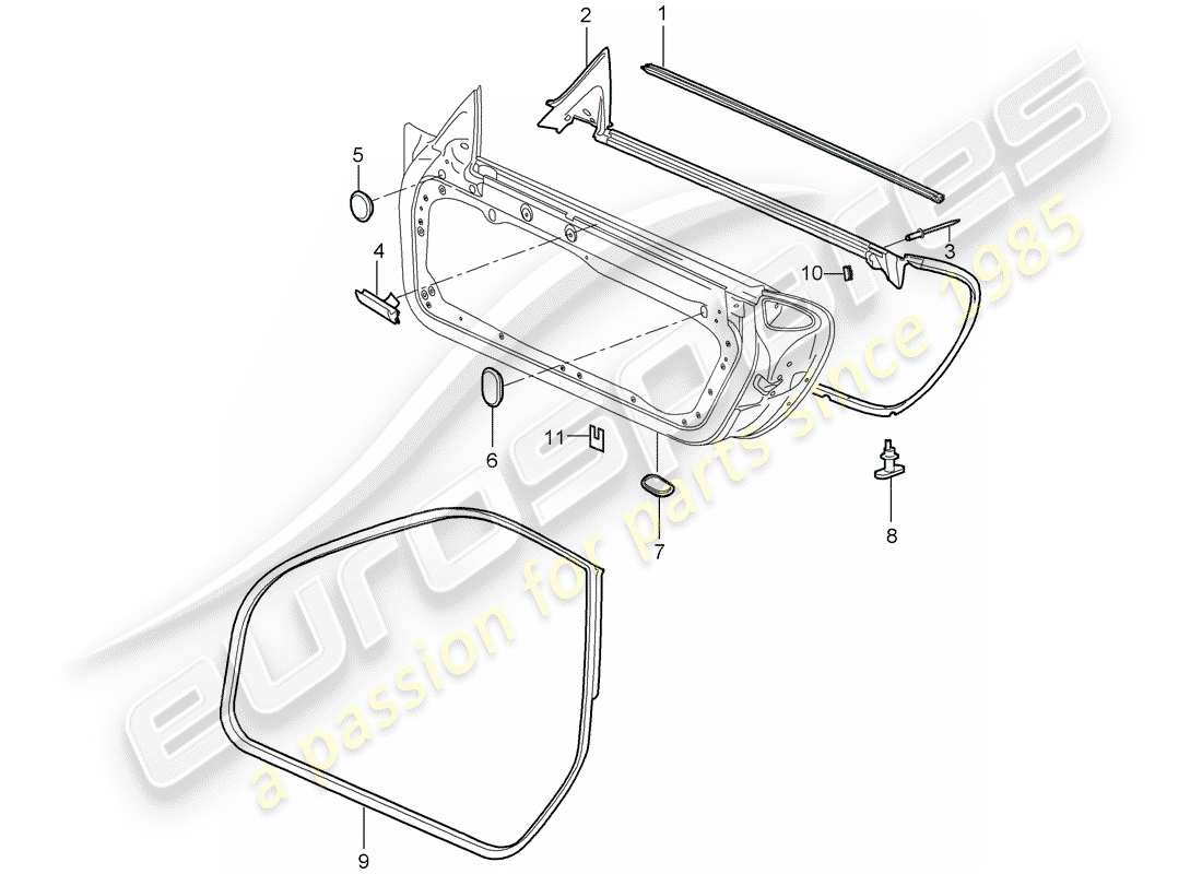 porsche 2006 (987 cayman) türdichtung ersatzteildiagramm