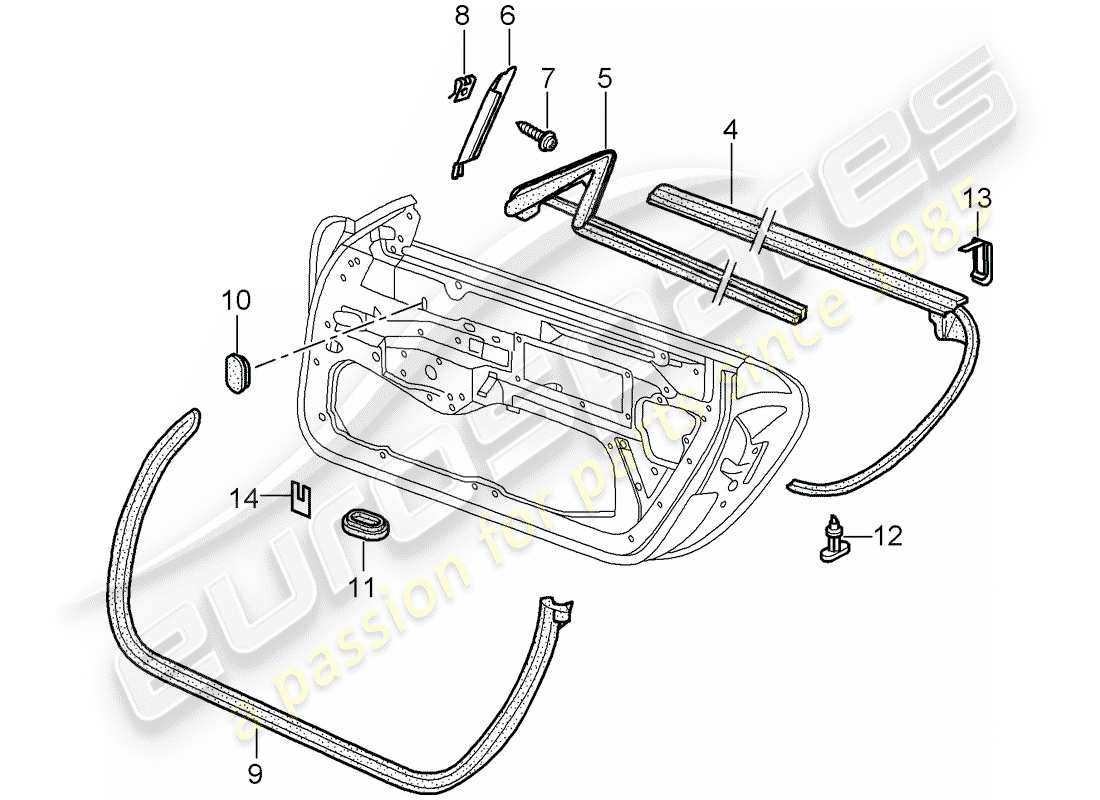 porsche 2002 (996 gt3) türdichtung ersatzteildiagramm