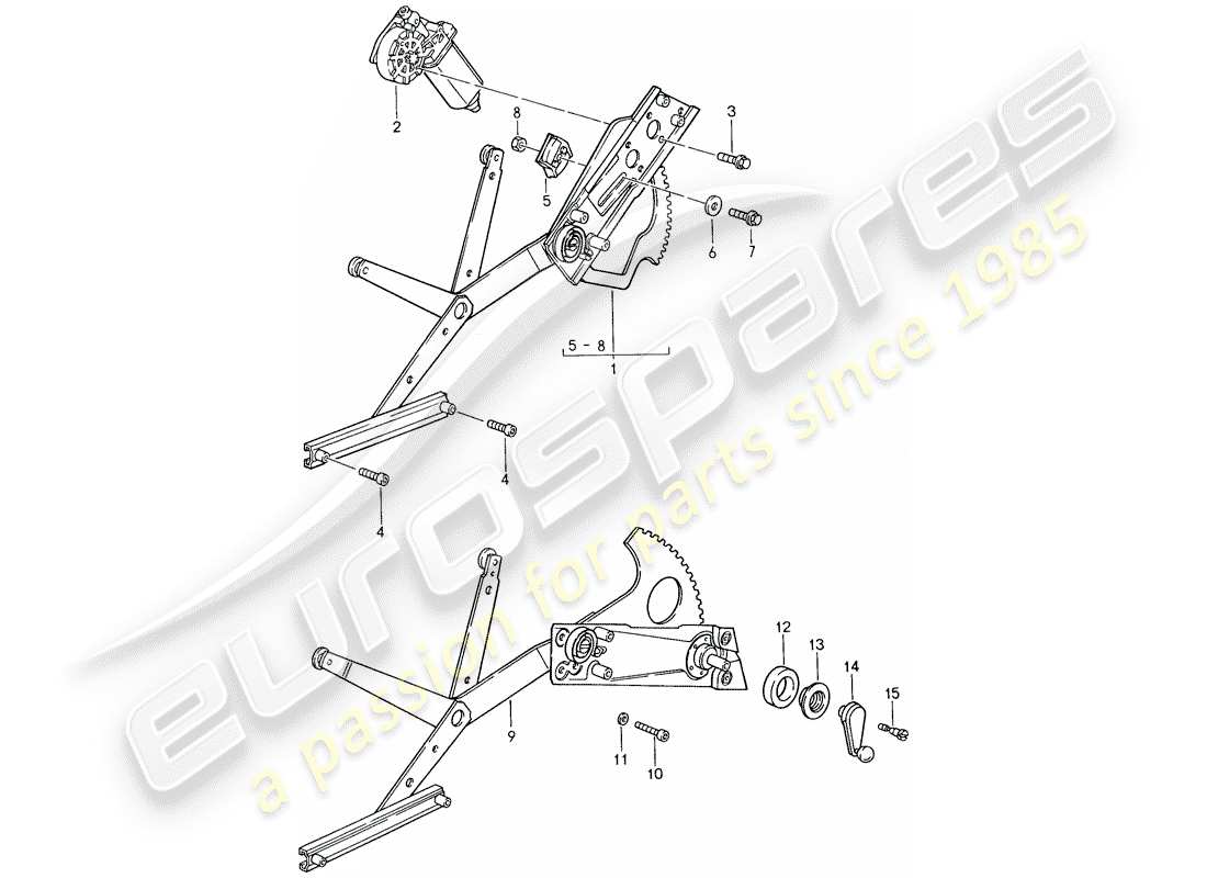 porsche 1988 (959) fensterheber teilediagramm