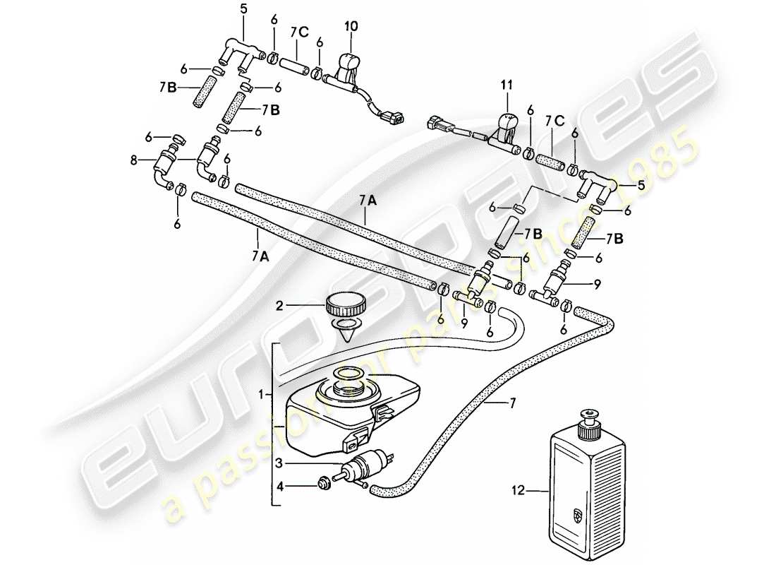 porsche 1986 (911) scheibe teilediagramm