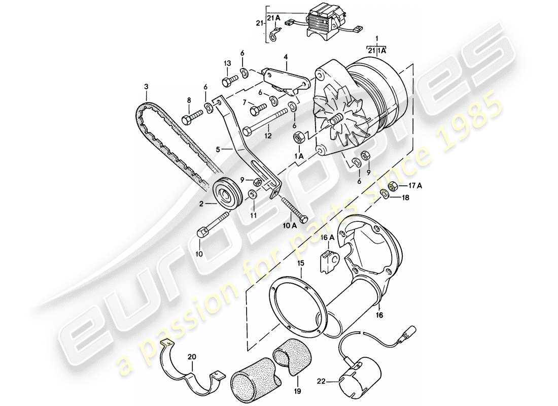 porsche 1986 (928) lichtmaschine - teilediagramm
