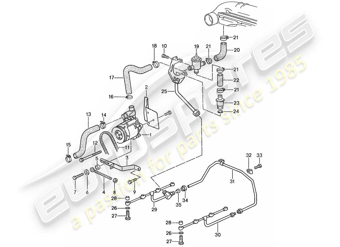 porsche 1987 (928) luftinjektion - für fahrzeuge ohne katalysator ersatzteildiagramm