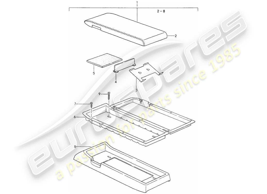 porsche 1983 (928) kassettenhalter teilediagramm