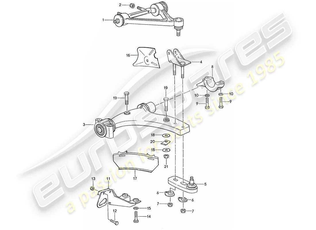 porsche 1987 (928) teilediagramm für querlenker