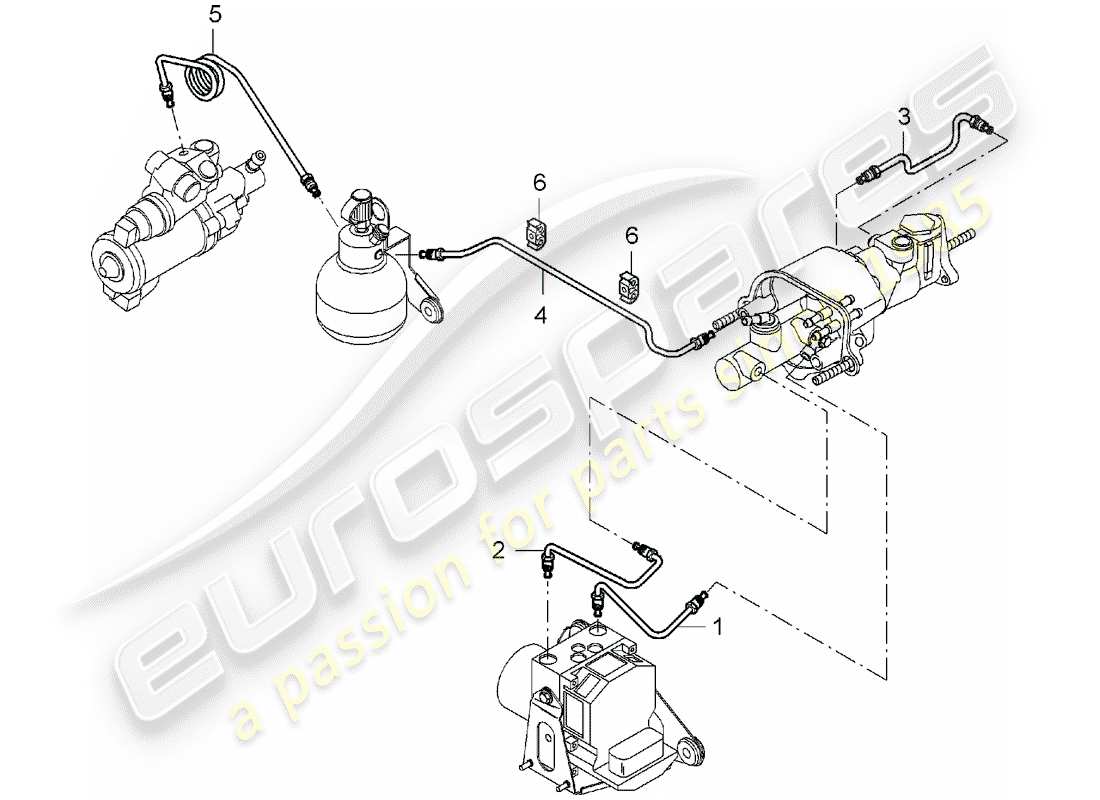 porsche 2005 (carrera gt) bremsleitungen - vorderes ende ersatzteildiagramm