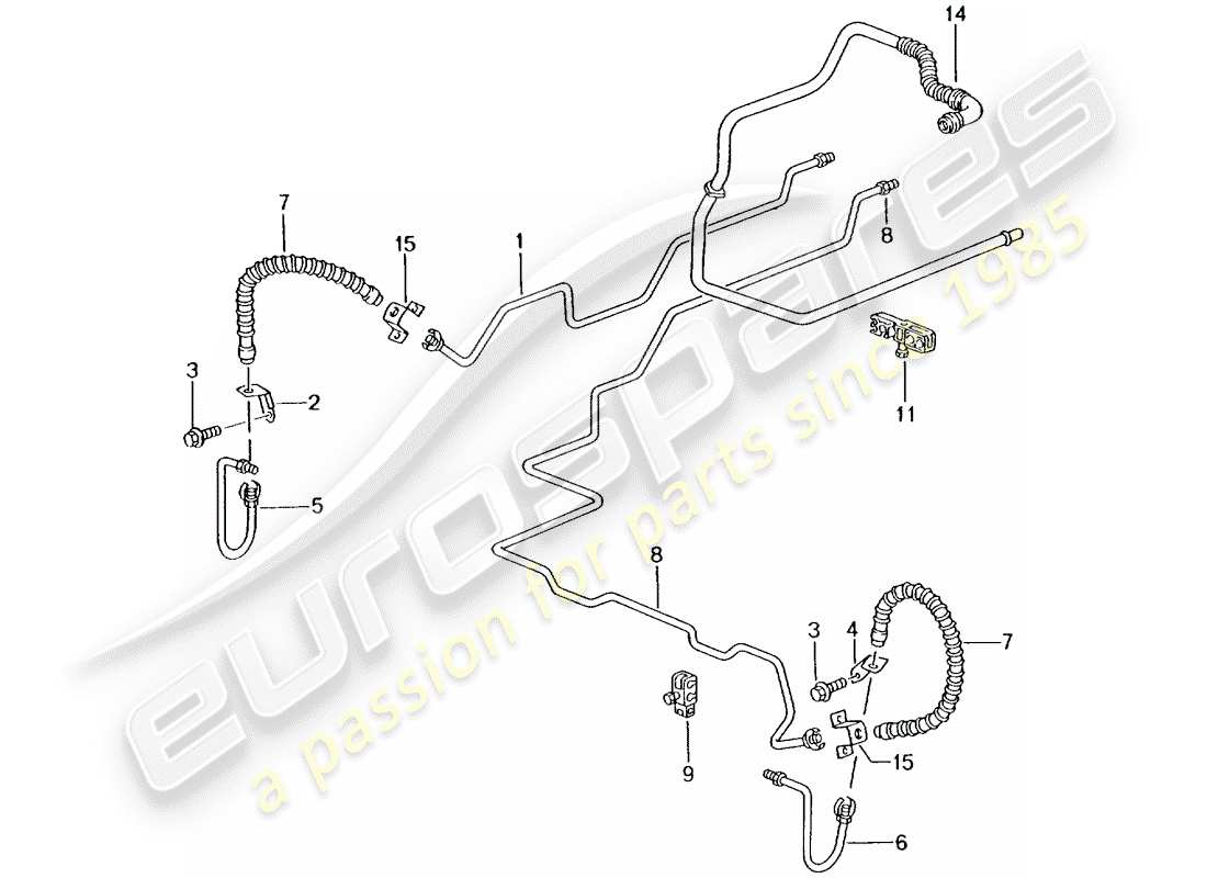 porsche 2005 (996 turbo / gt2) bremsleitung - unterboden - hinterachse - vakuumleitung ersatzteildiagramm