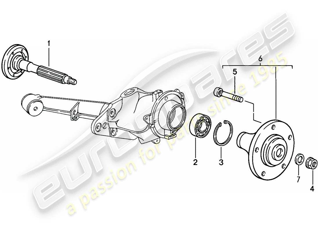 porsche 1988 (944) hinterradwelle - schmiermittel ersatzteildiagramm