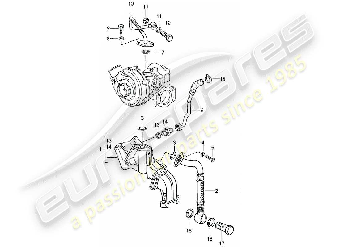 porsche 1989 (944) motorschmierung – abgasturbolader teilediagramm