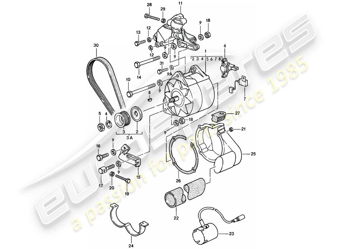 porsche 1985 (928) lichtmaschine - d - mj 1985>> - mj 1985 ersatzteildiagramm