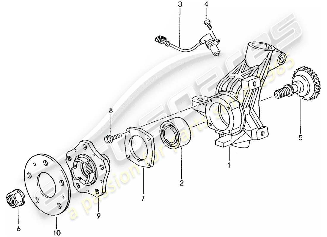 porsche 2003 (996 gt3) radträger - radnabe ersatzteildiagramm