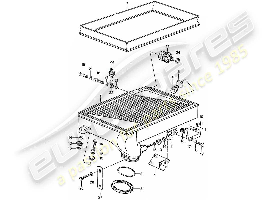 porsche 1987 (911) ladeluftkühler - teilediagramm