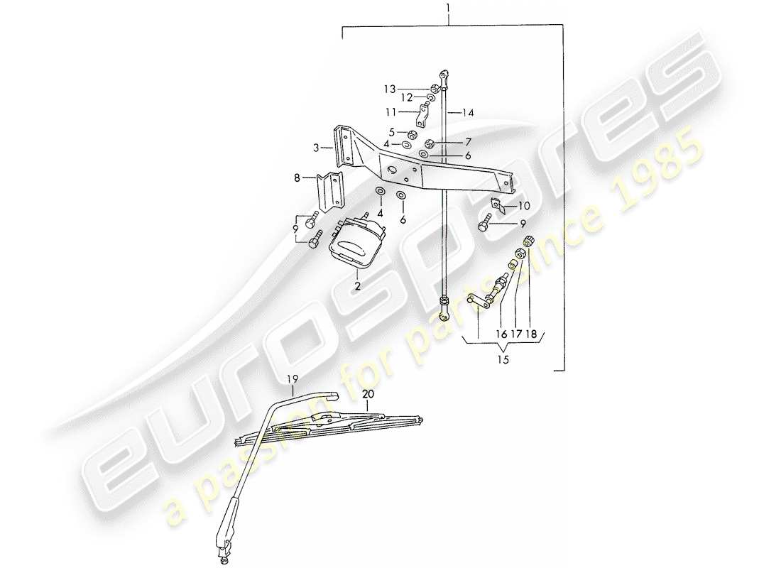 porsche 1966 (911/912) heckscheibenwischer teilediagramm