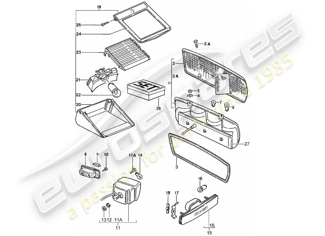 porsche 1984 (928) rücklicht ersatzteildiagramm
