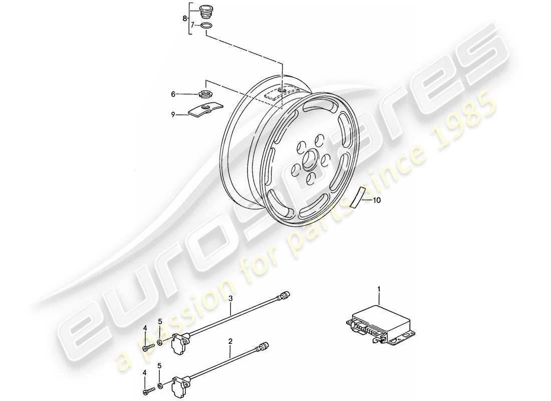 porsche 1987 (928) reifendruck-kontrollsystem - d - mj 1989>> teilediagramm