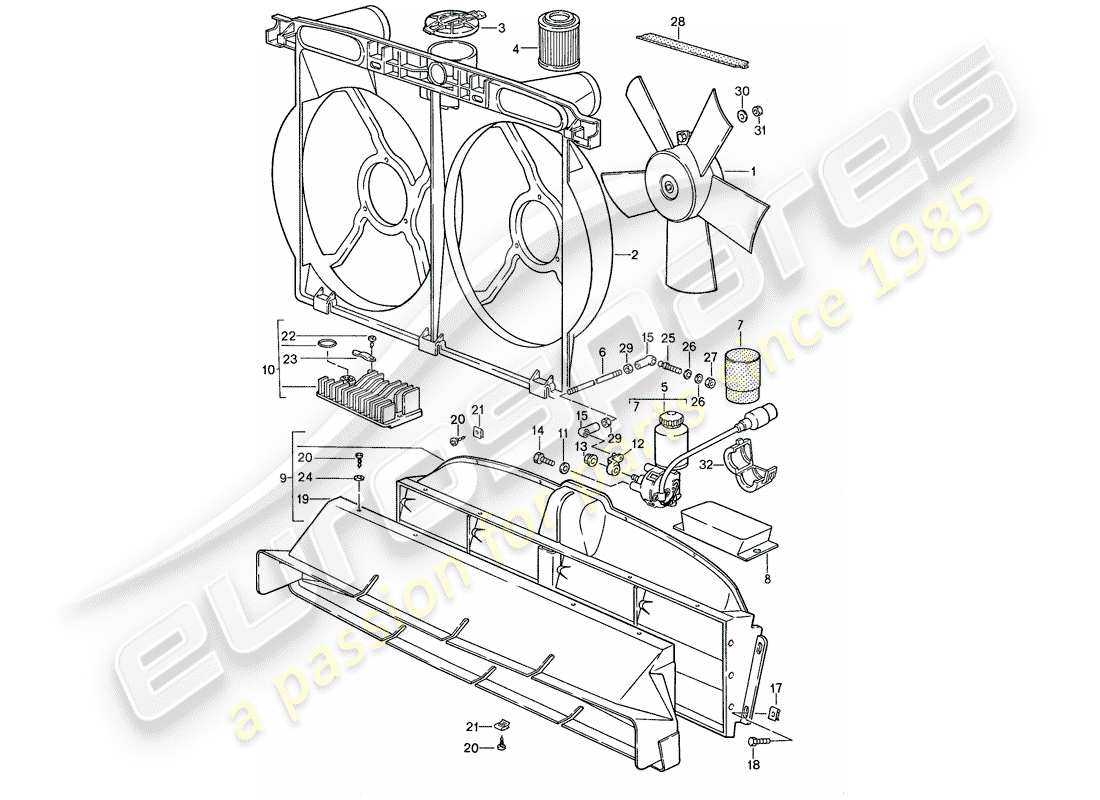 porsche 1987 (928) wasserkühlung 2 ersatzteildiagramm