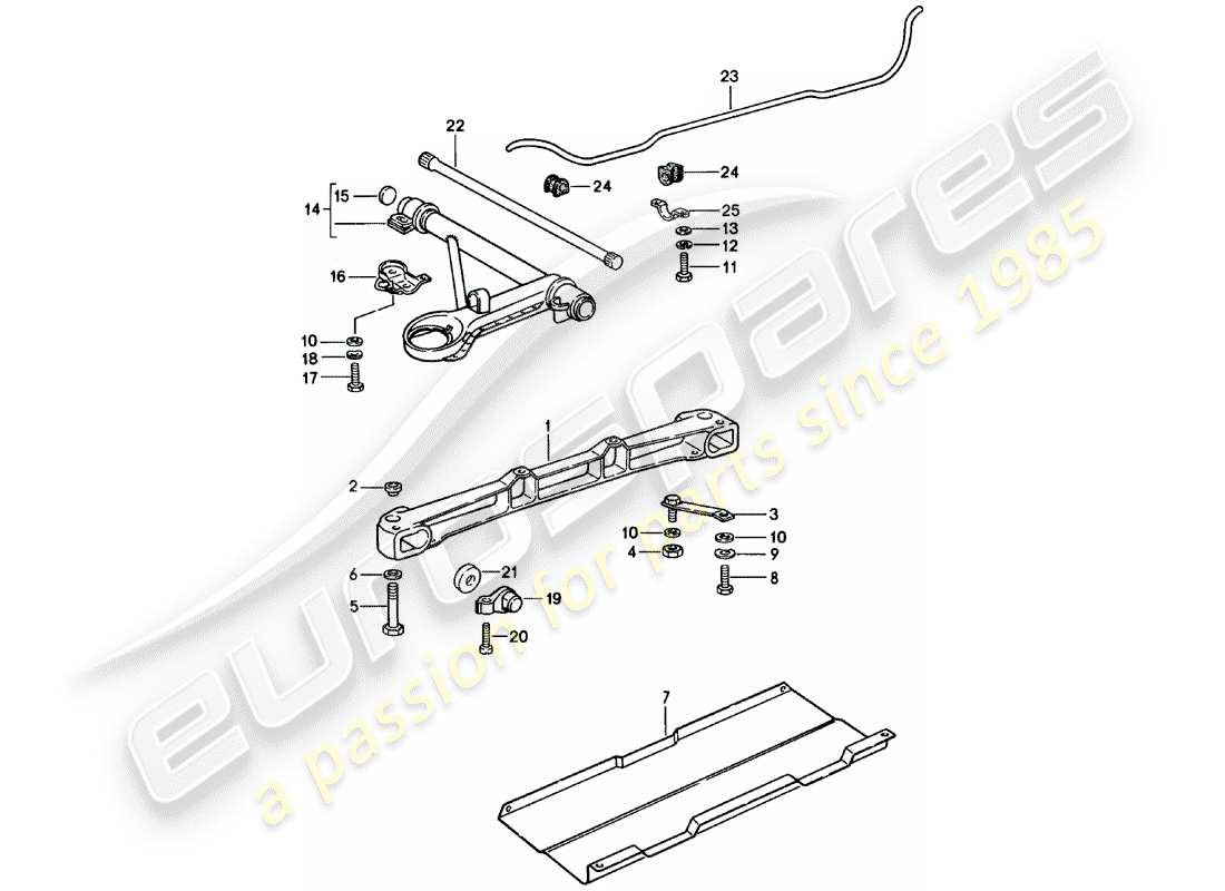 porsche 1983 (911) vorderachse - stabilisator ersatzteildiagramm