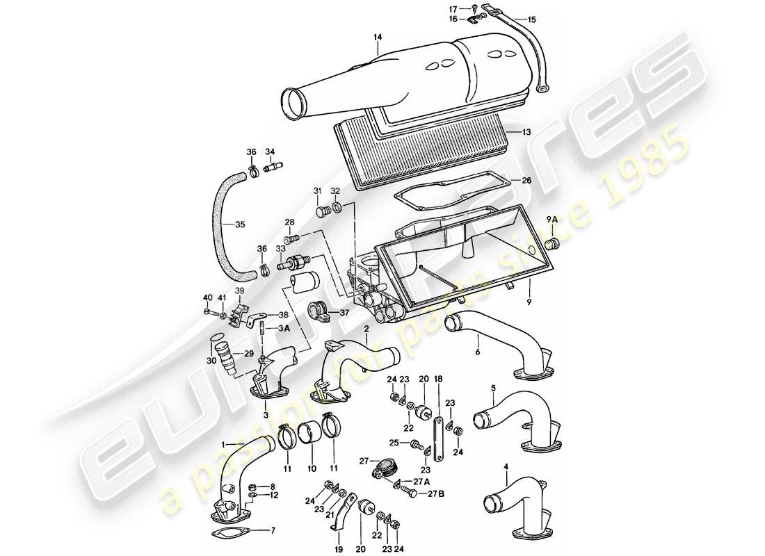 porsche 1982 (911) luftfilter - teilediagramm
