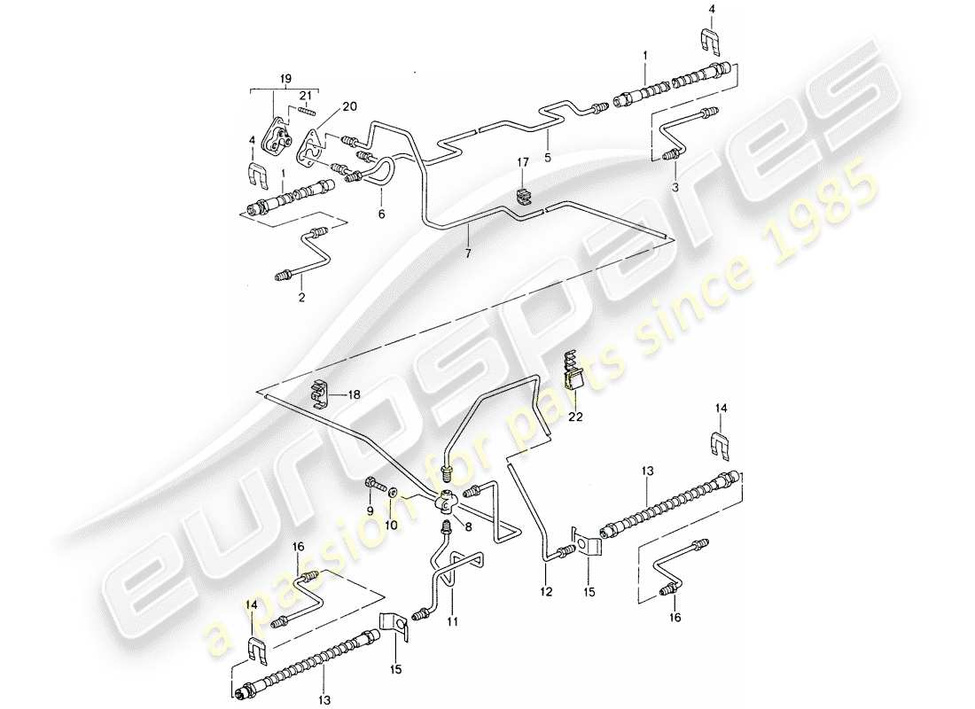 porsche 1994 (964) bremsleitung - vorderachse - unterboden - hinterachse ersatzteildiagramm