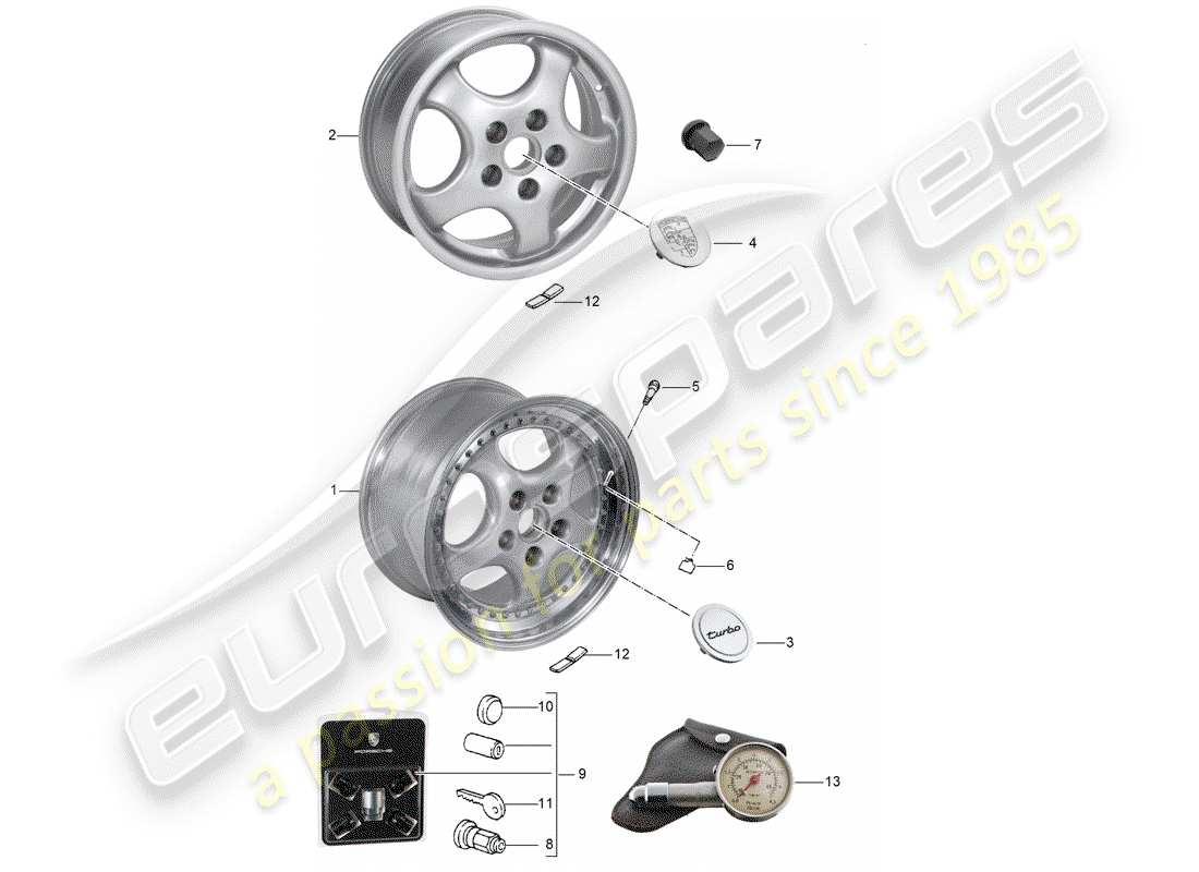 porsche 1993 (964) räder - d - mj 1993>> teilediagramm