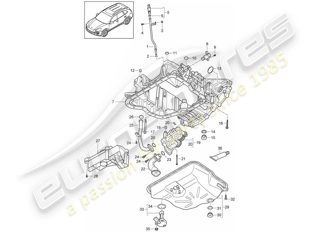 porsche 2011 (cayenne e2 92a) ölleitendes gehäuse ersatzteildiagramm