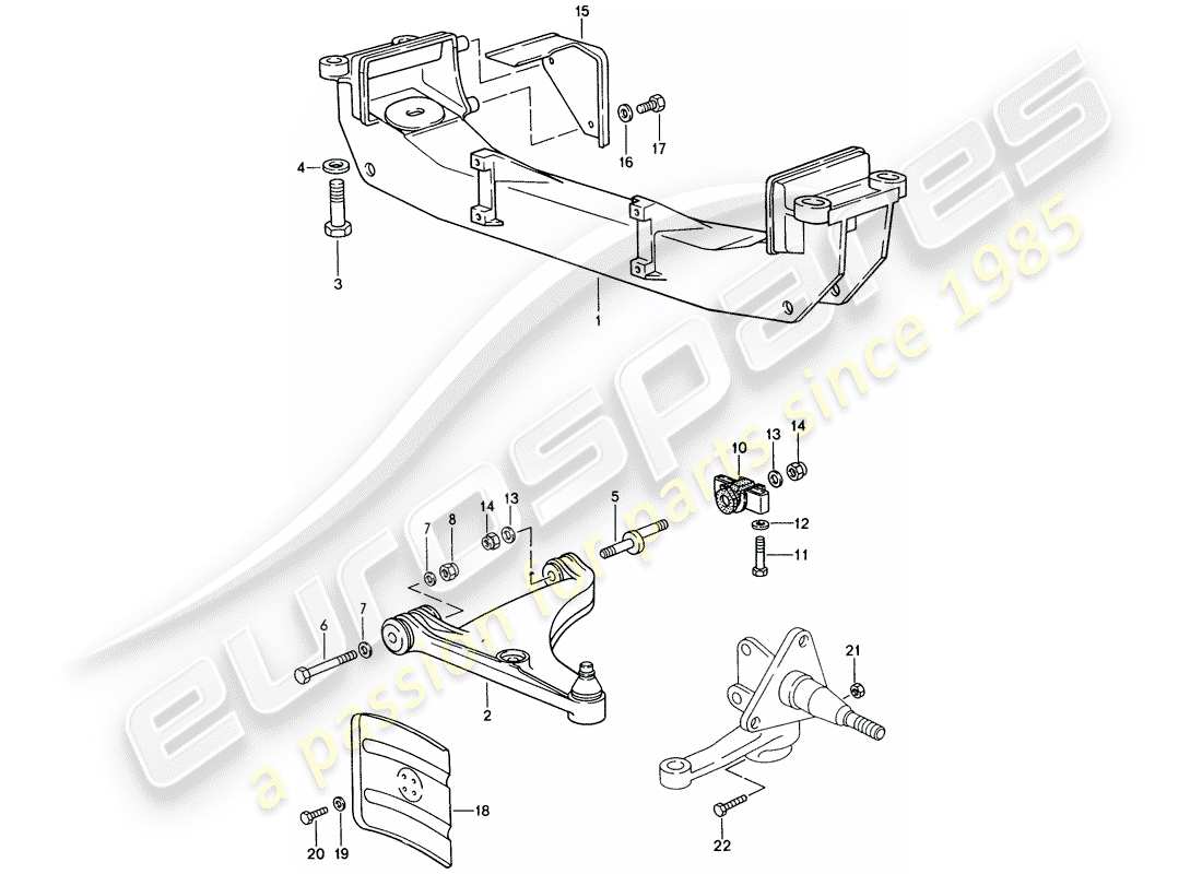 porsche 1988 (944) querlenker - quertraeger ersatzteildiagramm