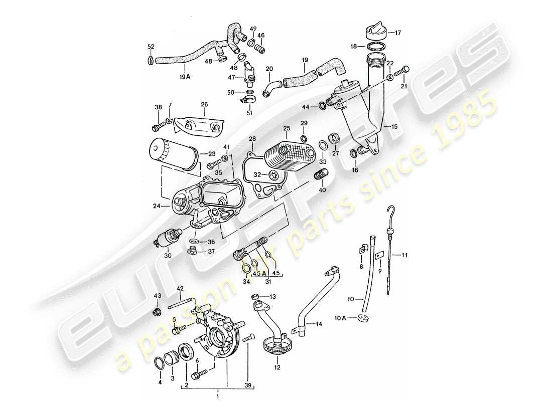 porsche 1988 (944) motorschmierung teilediagramm