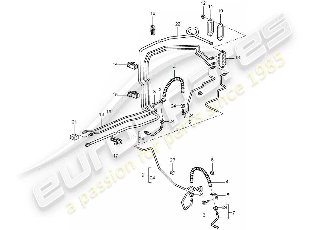porsche 2006 (987 cayman) bremsleitung ersatzteildiagramm