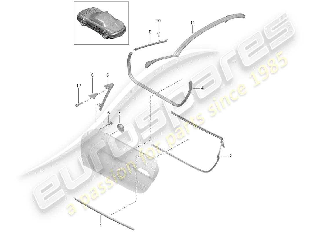 porsche 2012 (981 boxster) türdichtung ersatzteildiagramm