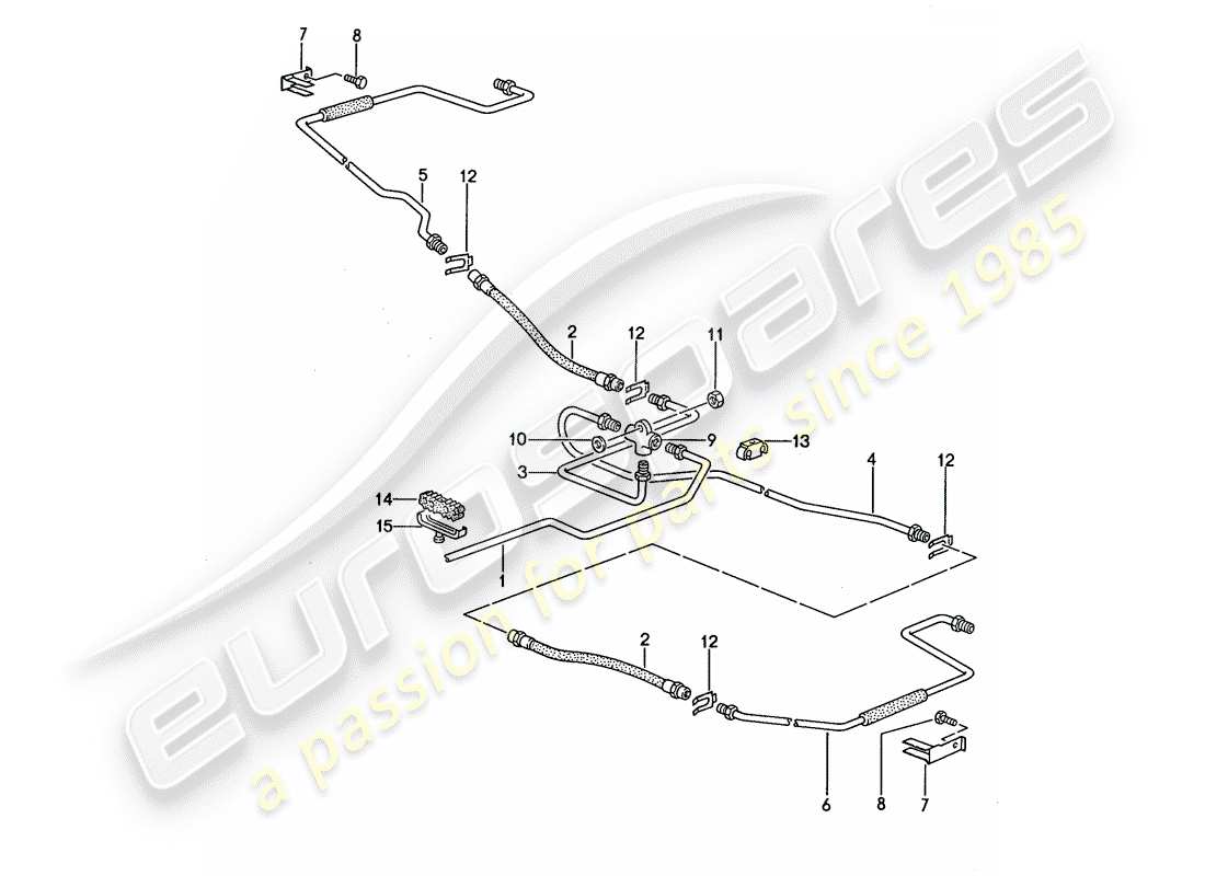 porsche 1992 (968) bremsleitungen ersatzteildiagramm