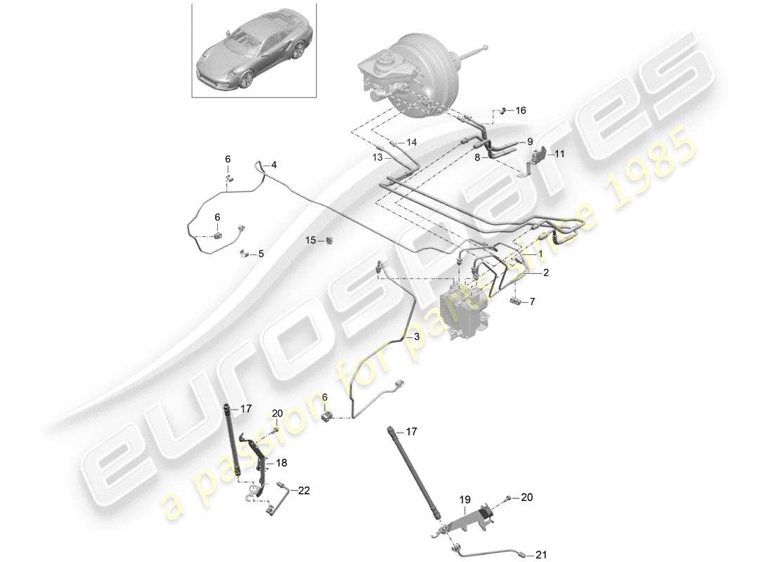 porsche 2014 (991-1 turbo) bremsleitung ersatzteildiagramm