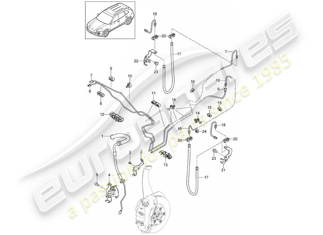 porsche 2015 (cayenne e2 92a) bremsleitung teilediagramm