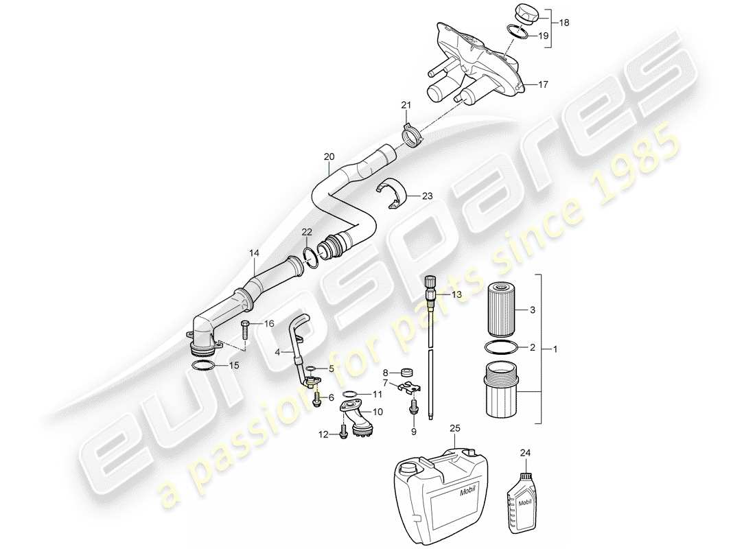 porsche 2008 (987 boxster) motorschmierung teilediagramm