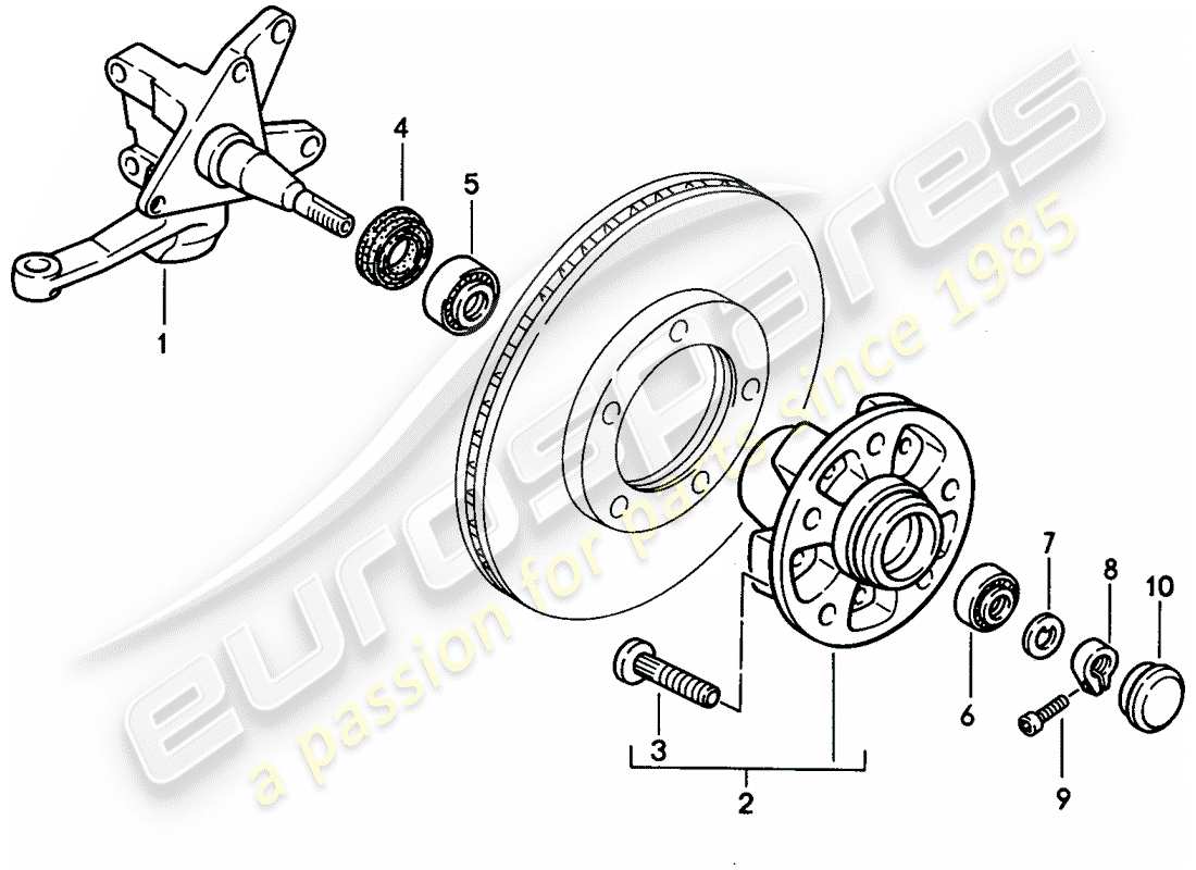 porsche 1990 (944) achsschenkel - schmiermittel ersatzteildiagramm
