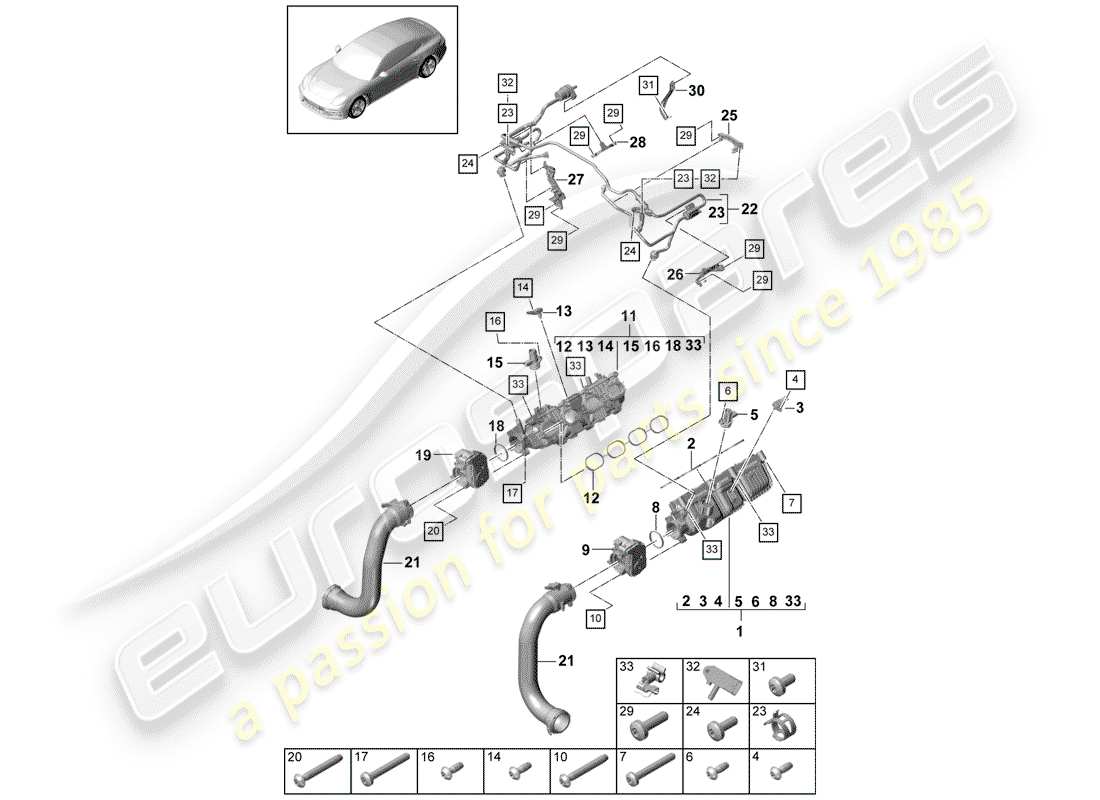 porsche 2020 (panamera 971-1) ansaugrohr - teilediagramm