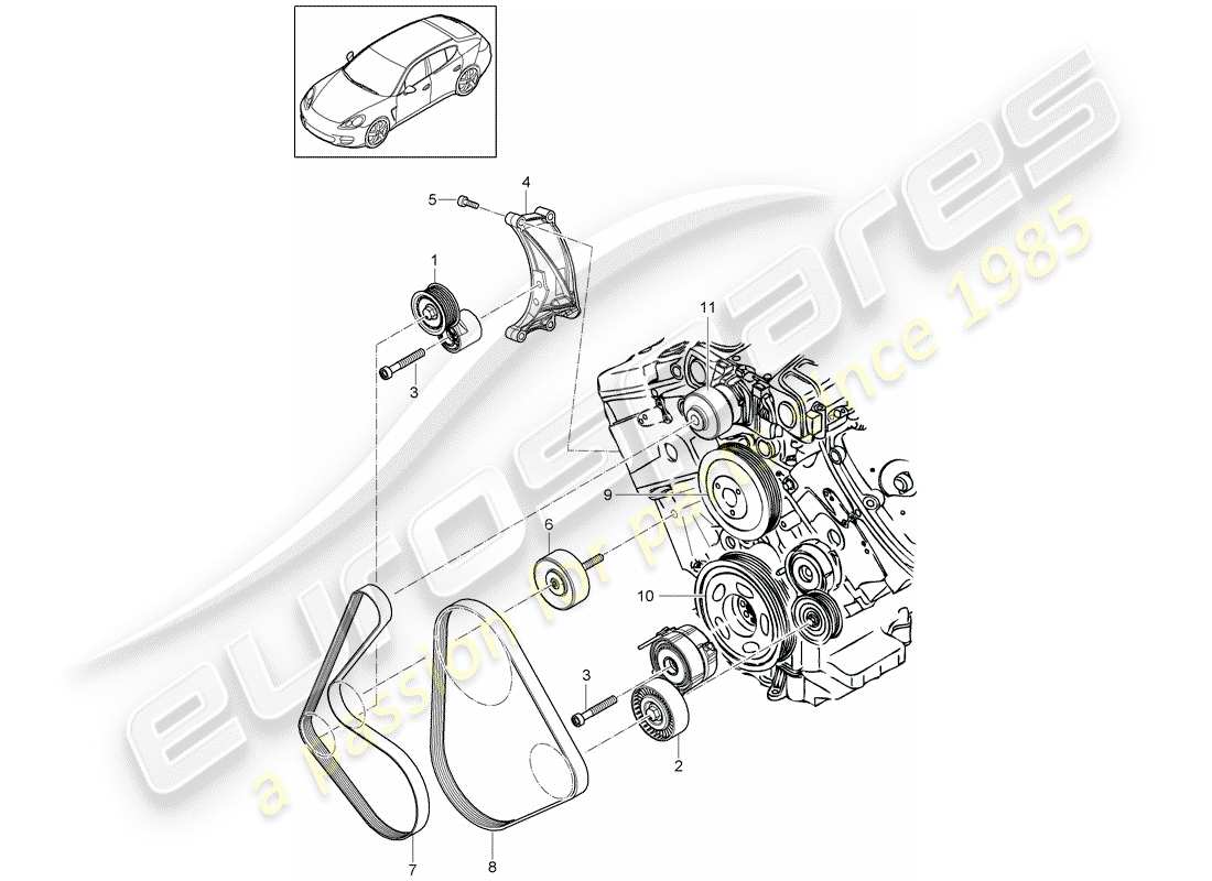 porsche 2011 (panamera 970) riemenspanndämpfer ersatzteildiagramm