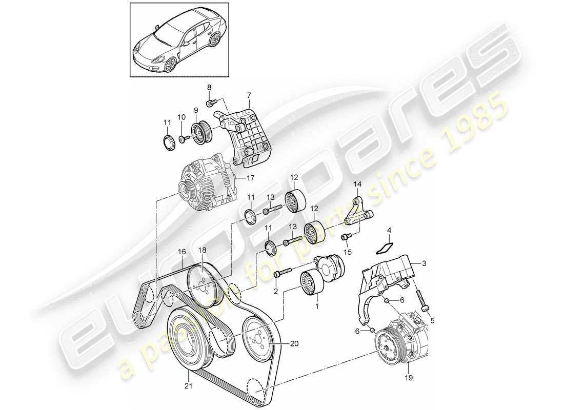 porsche 2011 (panamera 970) riemenspanner ersatzteildiagramm
