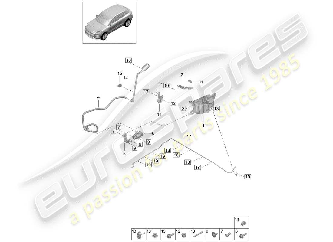 porsche 2020 (macan) verdunstungsemissionsbehälter teilediagramm