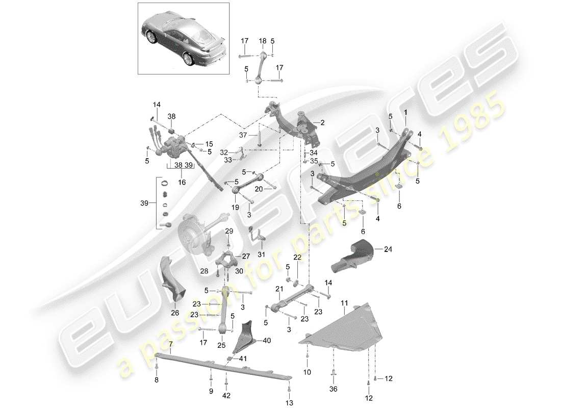 porsche 2015 (991-1 r/gt3/rs) kreuzstück teilediagramm