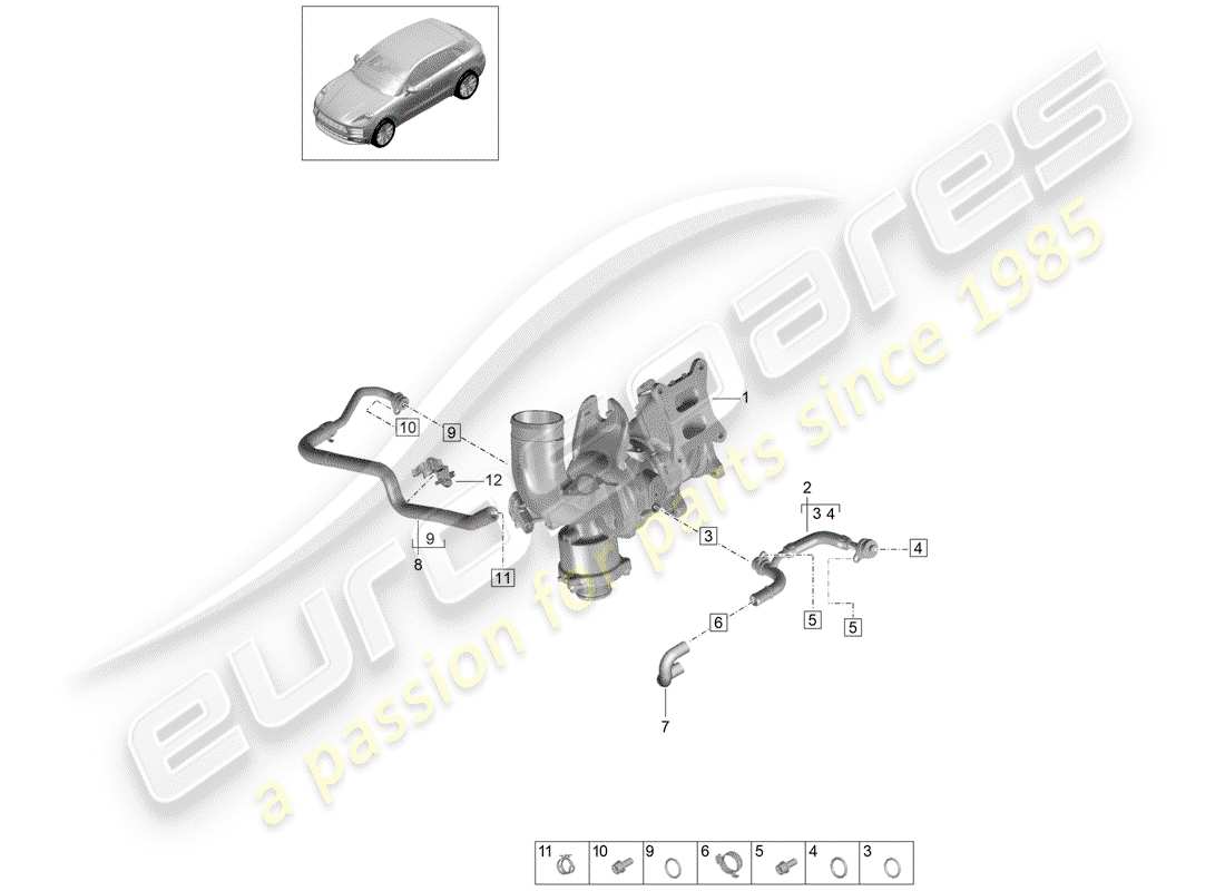 porsche 2019 (macan) wasserkühlung für ersatzteildiagramm