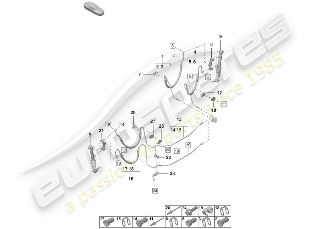 porsche 2020 (992-1) hydraulikleitung ersatzteildiagramm