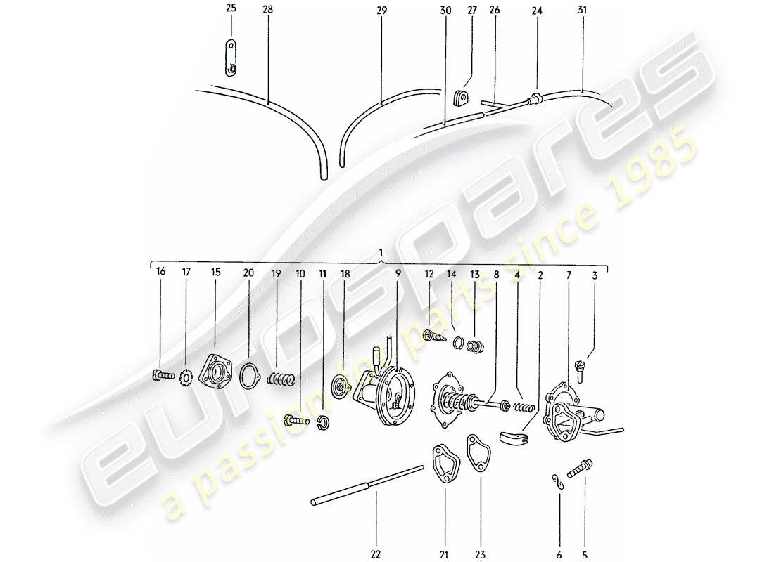 porsche 1970 (914) kraftstoffpumpe teilediagramm
