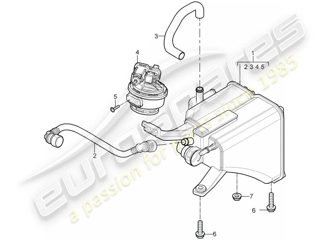 porsche 2003 (cayenne e1 9pa) verdunstungsbehälter - teilediagramm