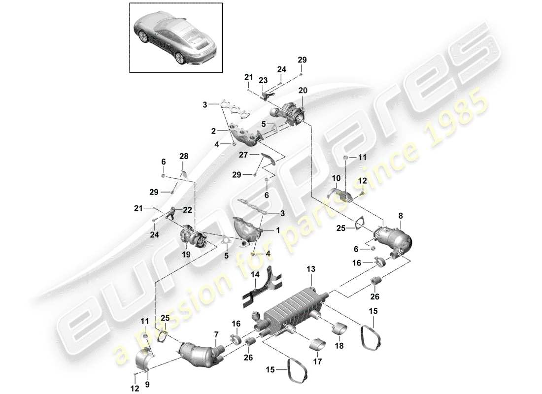 porsche 2017 (991-2) auspuffanlage teilediagramm