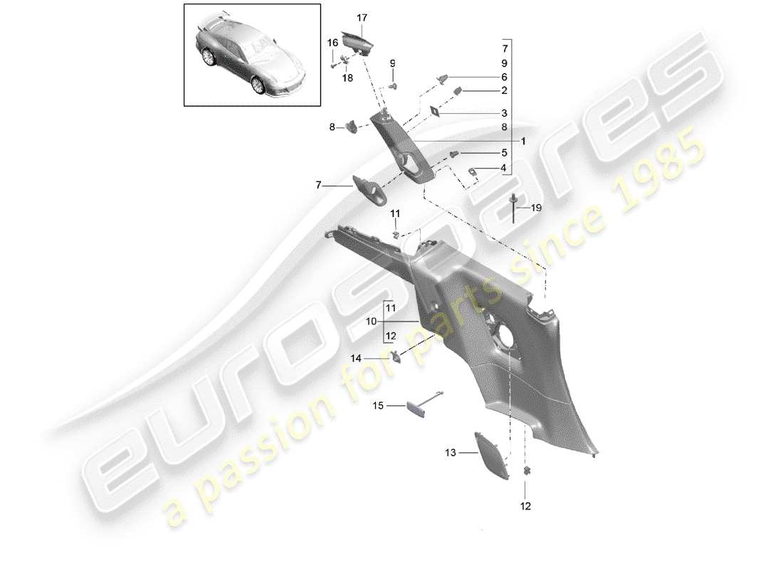 porsche 991r/gt3/rs (2015) seitenverkleidung - ersatzteildiagramm