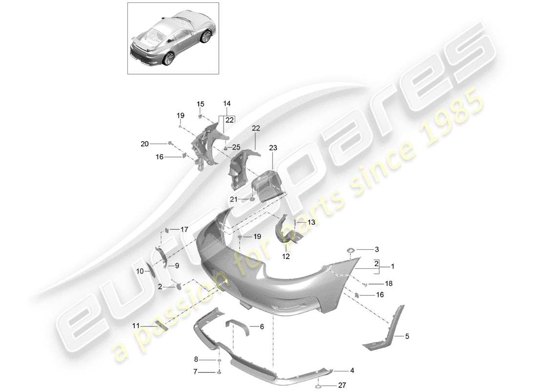 porsche 2020 (991-2 r/gt3/rs) stoßstange ersatzteildiagramm