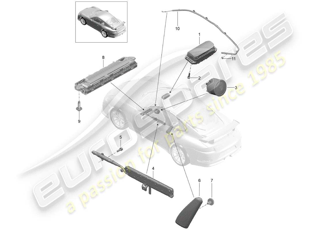 porsche 2015 (991-1 r/gt3/rs) airbag-teilediagramm