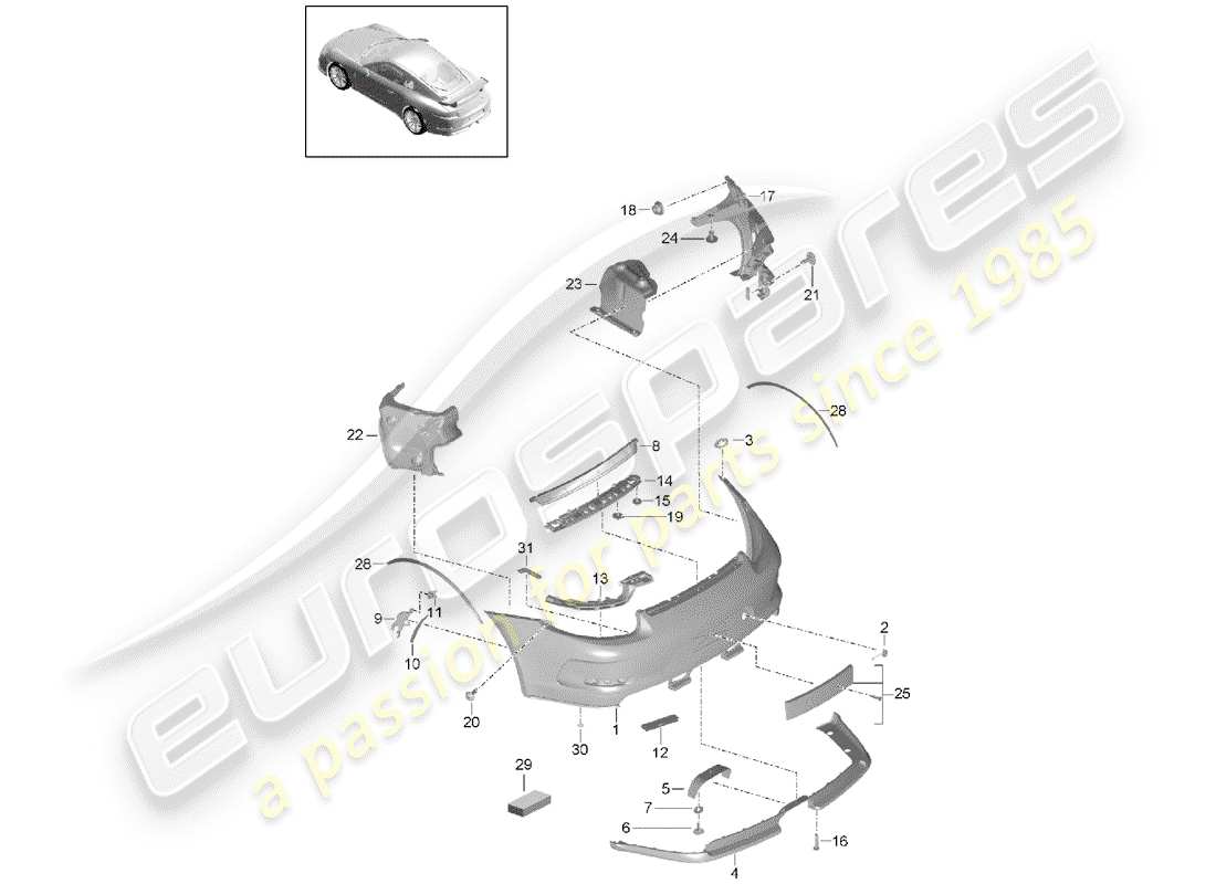 porsche 2015 (991-1 r/gt3/rs) stossstange teilediagramm